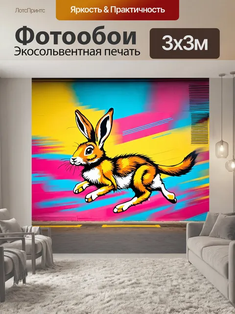 Фотообои животные в стиле граффити: граффити с изображением динамичного зайца