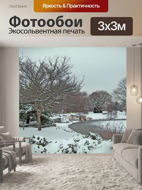 Фотообои Деревья вокруг замерзшем пруду