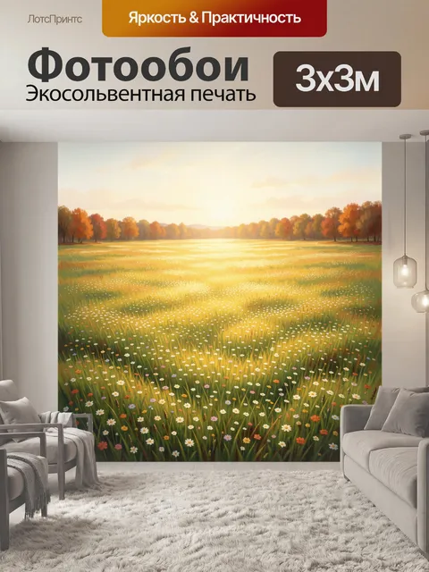 Фотообои Солнечный луг с ромашками