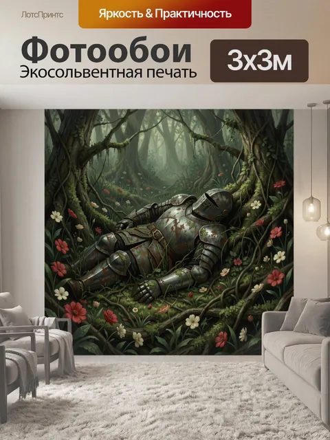 Фотообои Рыцарь в заросшем лесу