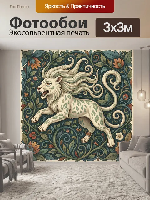 Фотообои Фантазийный белый зверь в листве