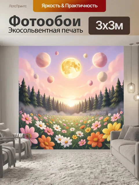 Фотообои Сказочная поляна под лунным небом