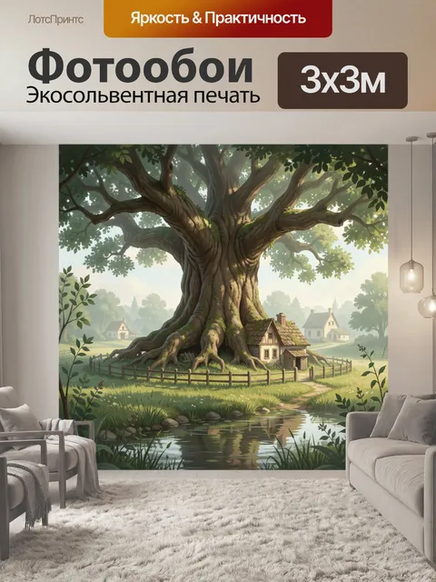 Фотообои Сказочный дуб с домиком