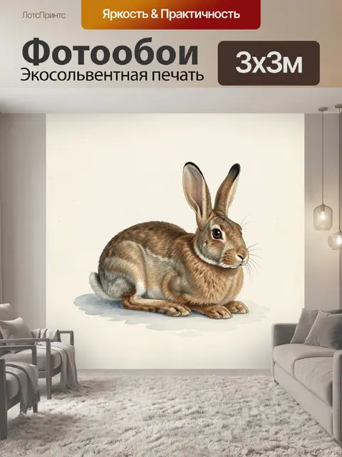 Фотообои Рыжевато-серый заяц в профиль