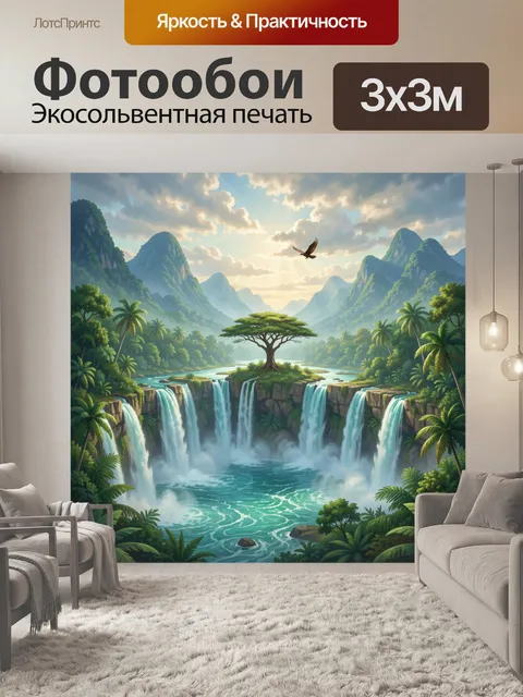 Фотообои Тропический водопад и остров