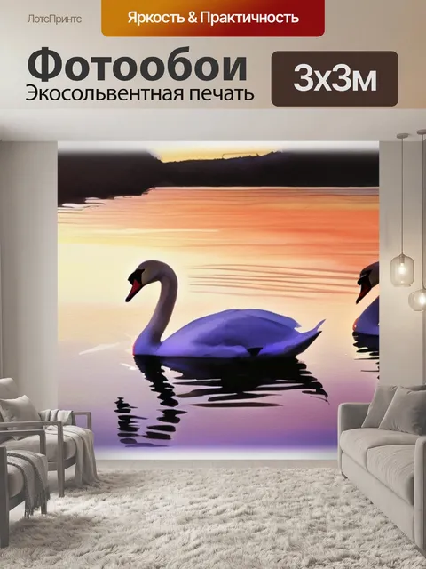 Фотообои лебеди закат