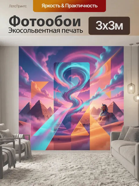 Фотообои Абстрактный сюрреалистичный пейзаж с треугольными формами