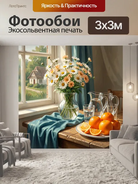 Фотообои Цветы и фрукты у окна