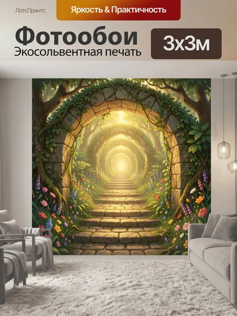 Фотообои Солнечный садовый туннель из арки
