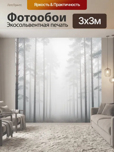 Фотообои Туманный сосновый лес