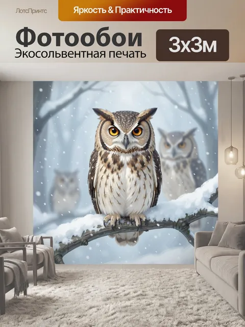 Фотообои Сова на снежной ветке