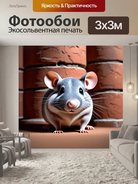 Фотообои проиллюстрируйте жемчужную мышь серого цвета