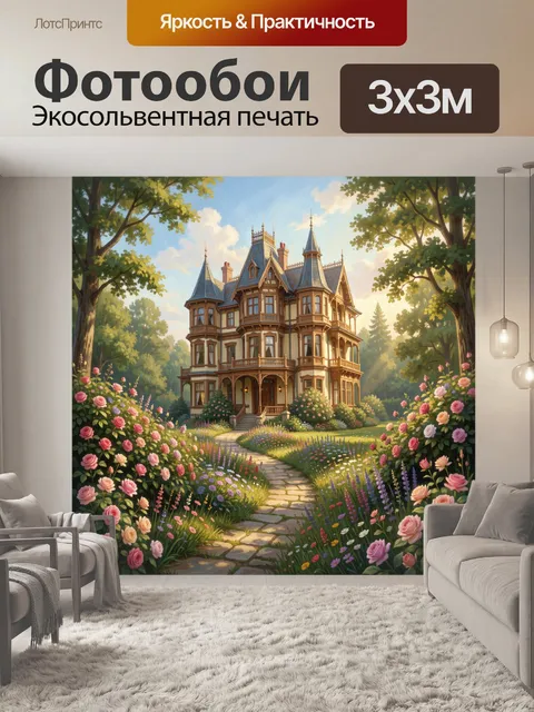 Фотообои Старинный дом среди роз
