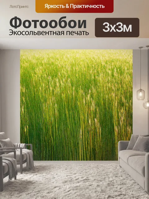 Фотообои поле с тонкими длинными стеблями, создающими узоры и тени, словно калейдоскоп, передающий свободу