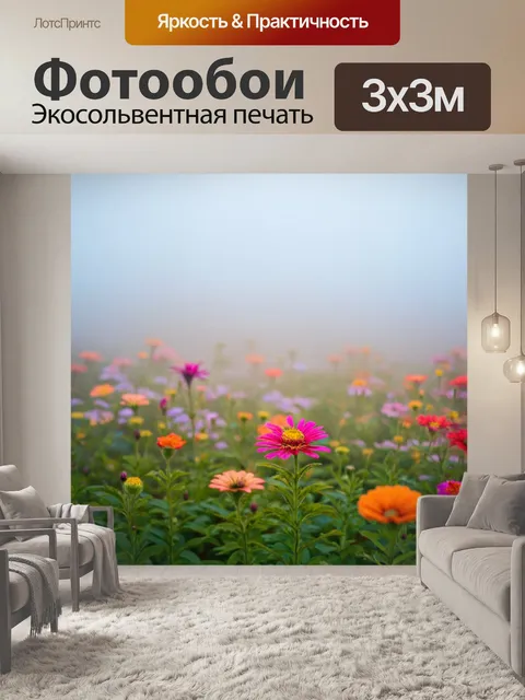 Фотообои цветы на фоне утреннего тумана