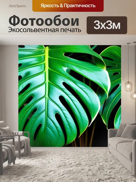 Фотообои с листьями монстеры максимал