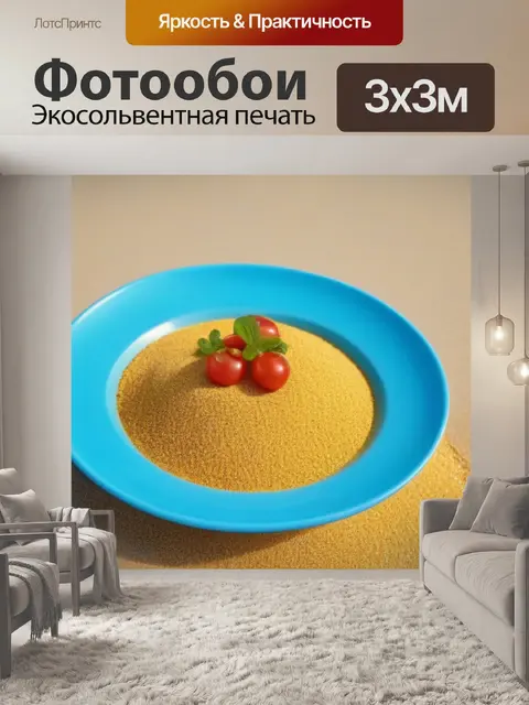 Фотообои аппетитные блюда на пляже с золотым песком