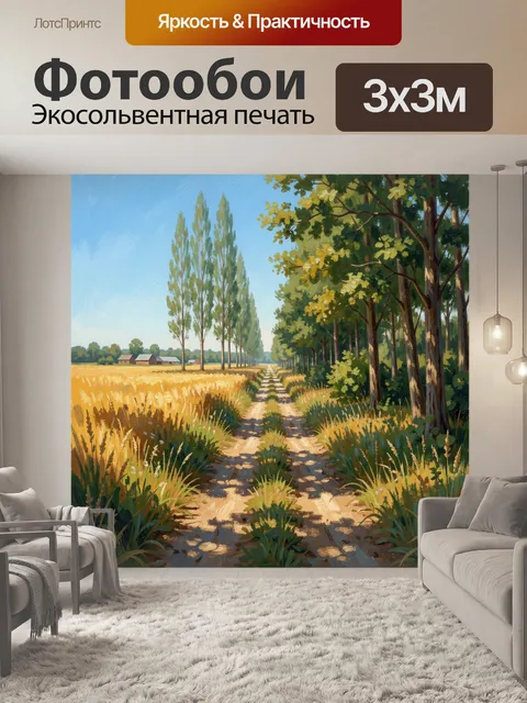 Фотообои Летняя сельская дорога у поля
