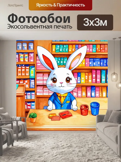 Фотообои воспроизвести сцену с зайцем