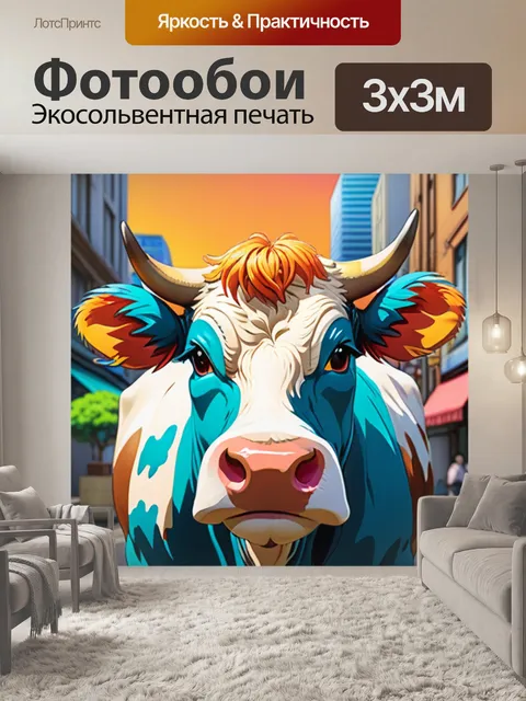 Фотообои корова в городе