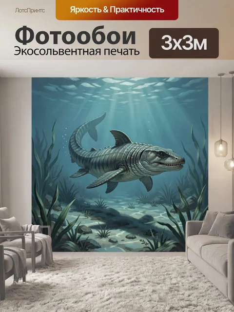 Фотообои Древняя рыба в подводном лесу