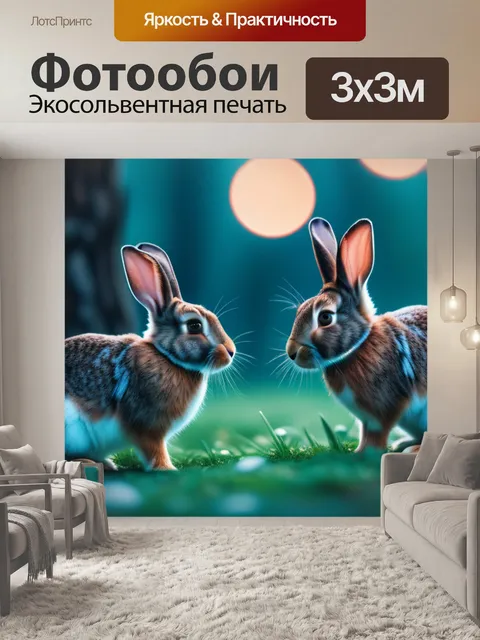 Фотообои с кроликами минимал