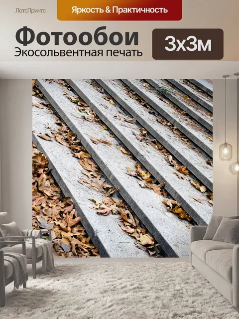 Фотообои Шаги и листья фон