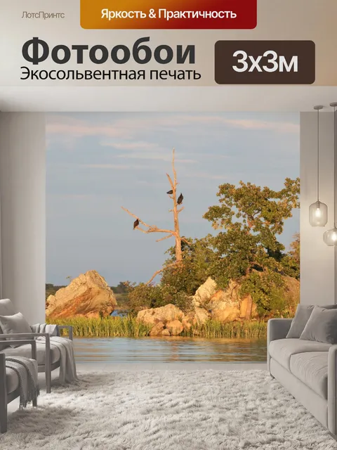 Фотообои Канюк в дереве на берегу озера