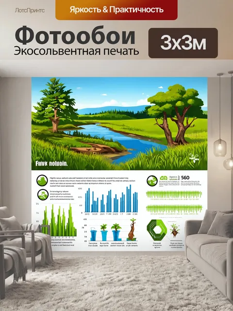 Фотообои природа в стиле инфографический рисунок