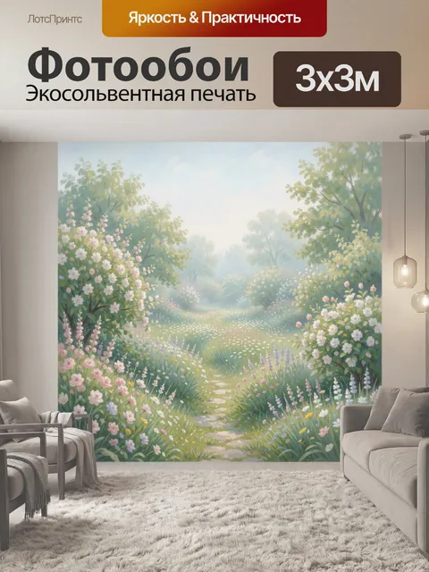 Фотообои Цветущая лесная тропинка