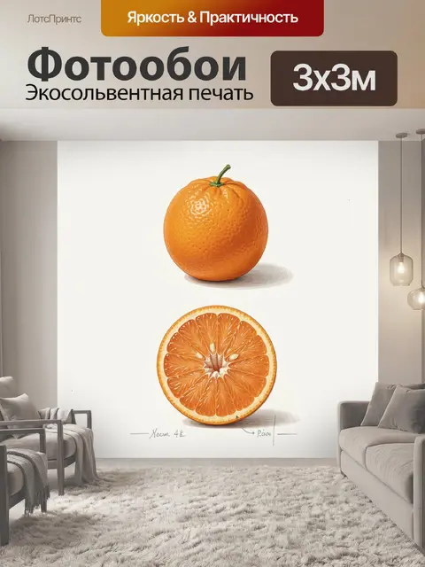 Фотообои Апельсин и его срез