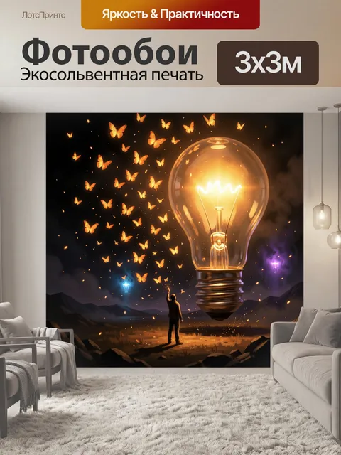 Фотообои Светящаяся лампа и бабочки