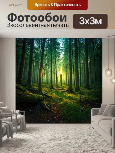 Фотообои лесной фундамент с низким освещением и искрами света