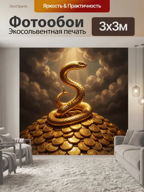 Фотообои Золотая змея на монетах