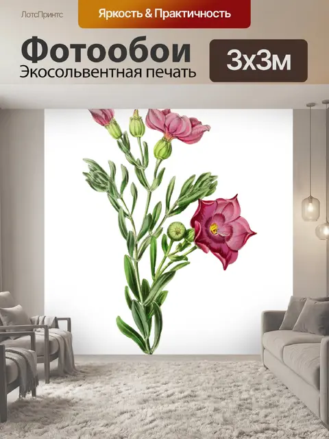 Фотообои Винтажная иллюстрация цветочного искусст
