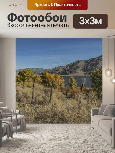 Фотообои Ограждения Деревья и озеро
