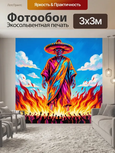 Фотообои Неоновый герой в сомбреро
