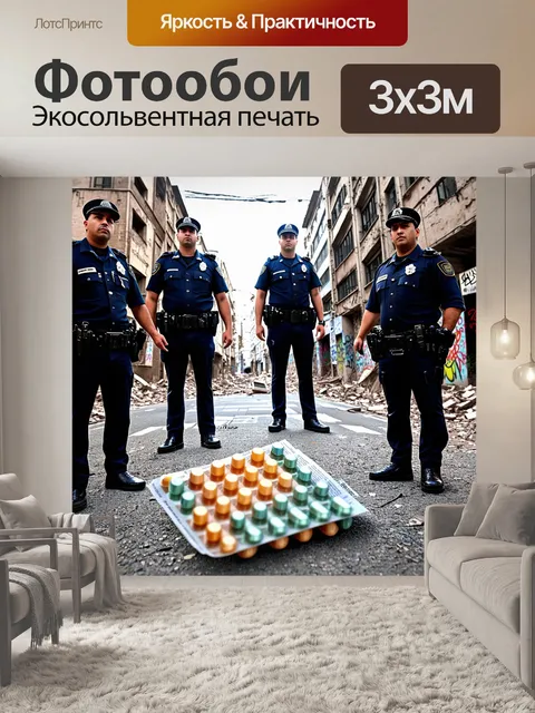 Фотообои на фоне полуразрушенной городской улицы