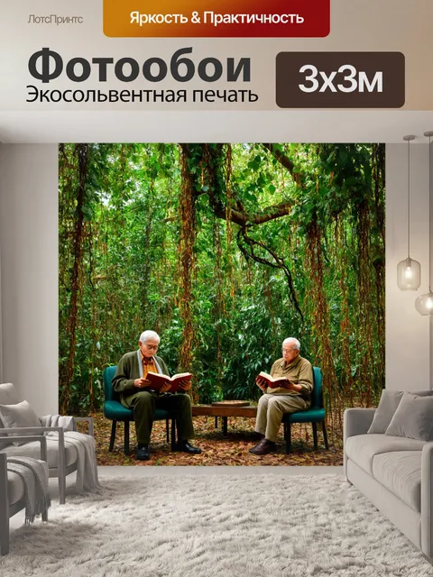 Фотообои джунгли в стиле ретро с бесконечными лианами