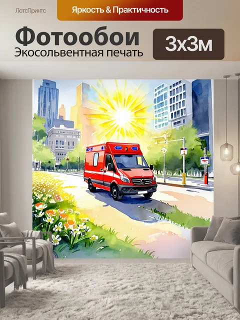 Фотообои летний день, яркое солнце освещает улицы города