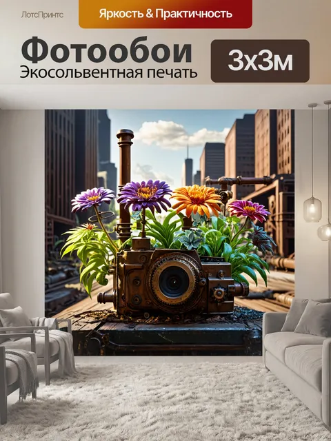 Фотообои цветы в стиле дизельпанк