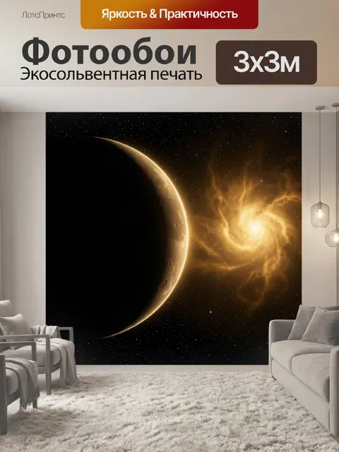Фотообои Космос с планетой и галактикой