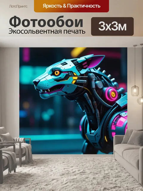 Фотообои механические животные в киберпанковом мире