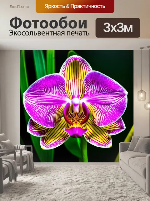Фотообои орхидея в стиле ар-деко с геометрическими узорами