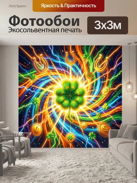 Фотообои Сияющий клевер и золотые талисманы