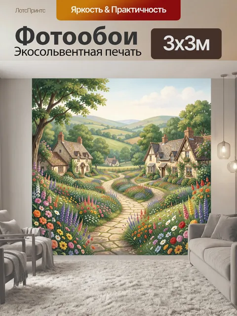 Фотообои Английская деревня в цветах