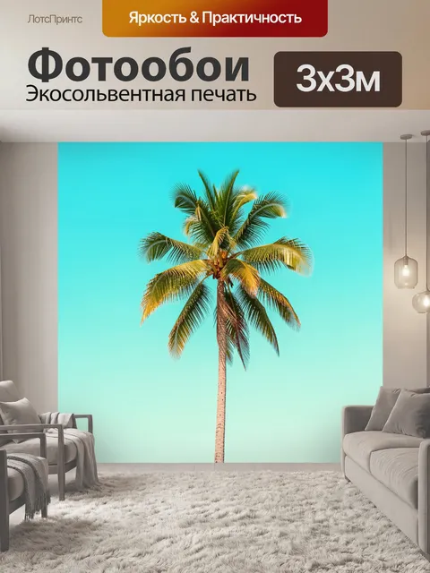 Фотообои Тропическая пальма на бирюзовом небе