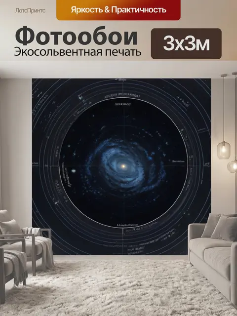 Фотообои луна в окружении звёздных карт