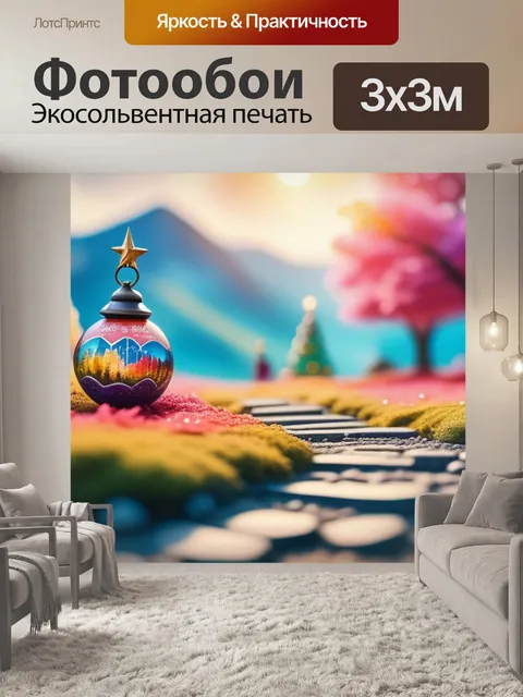 Фотообои пейзаж с орнаментом разноцветный