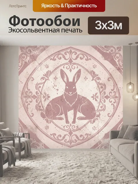 Фотообои Заяц в орнаментальном медальоне